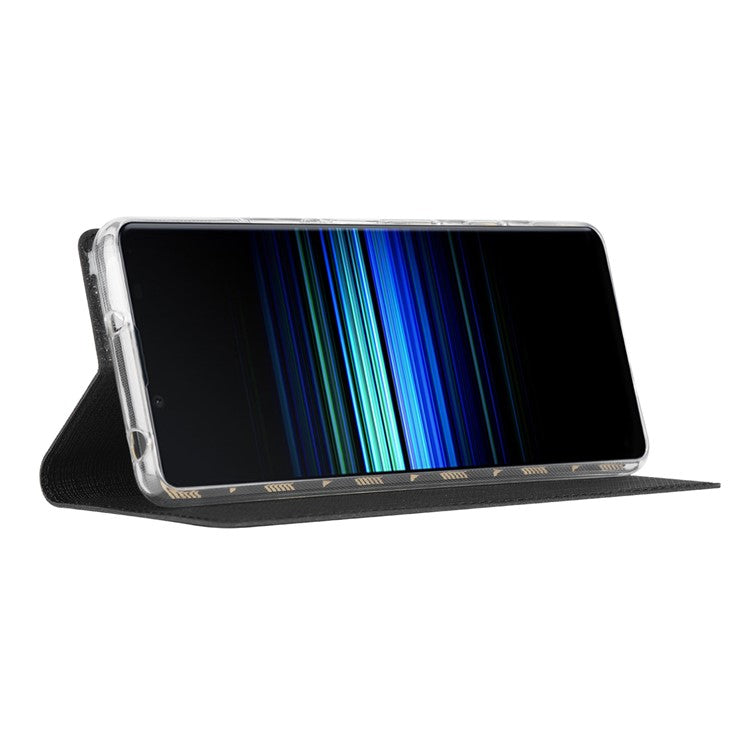 VILI DMX Cross Texture Card Slot Stand Leather Case for Sony Xperia 5 II - Black