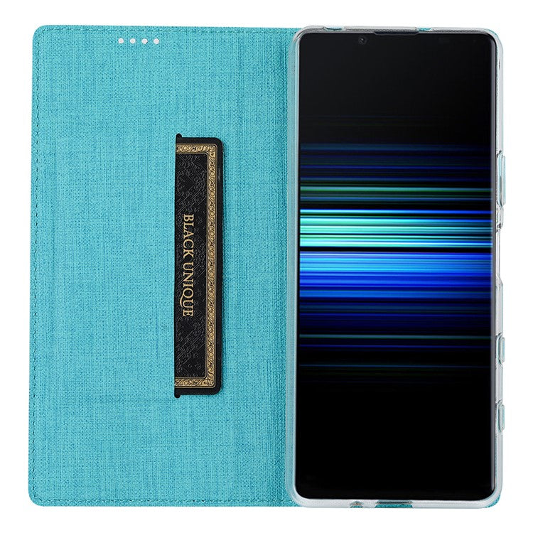 VILI DMX Cross Texture Card Slot Stand Leather Case for Sony Xperia 5 II - Blue