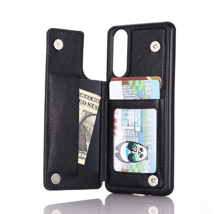 Classic Card Holder Shell with Kickstand for Sony Xperia 5 II - Black