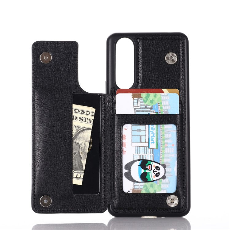 Classic Card Holder Shell with Kickstand for Sony Xperia 5 II - Black