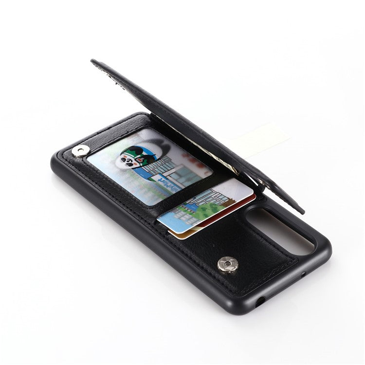 Classic Card Holder Shell with Kickstand for Sony Xperia 5 II - Black