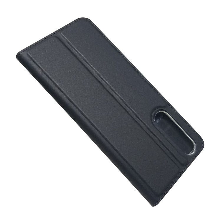 Magnetic Adsorption Stand Leather Card Holder Case for Sony Xperia 5 II - Black