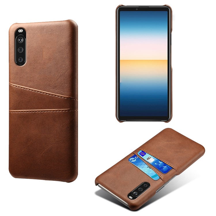 KSQ PC + PU Leather Coated Case with Dual-Card Slots for Sony Xperia 10 II - Brown