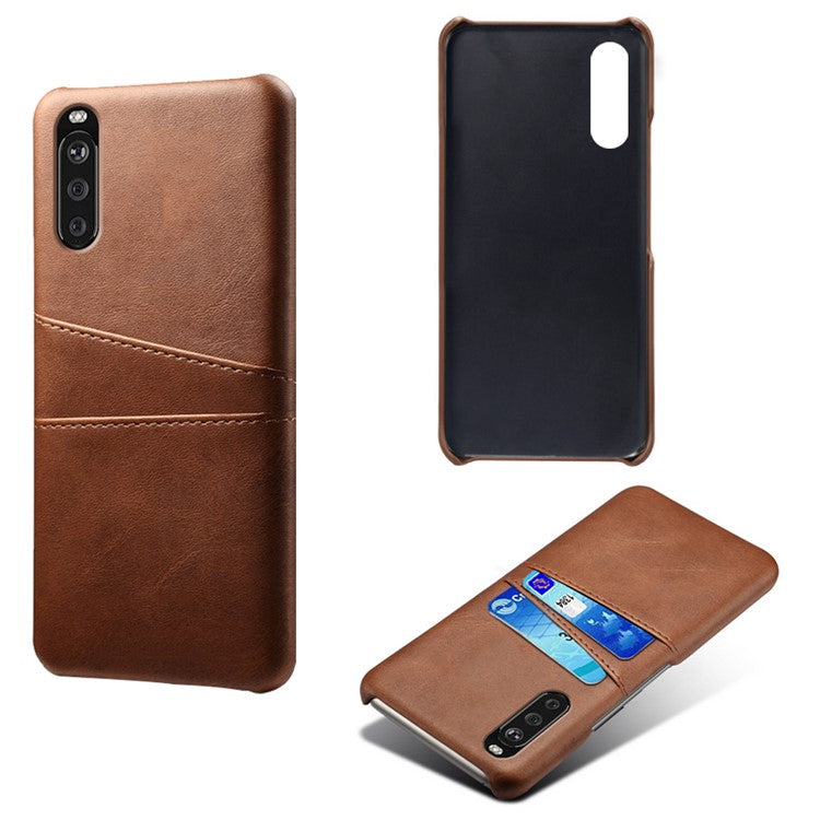 KSQ PC + PU Leather Coated Case with Dual-Card Slots for Sony Xperia 10 II - Brown