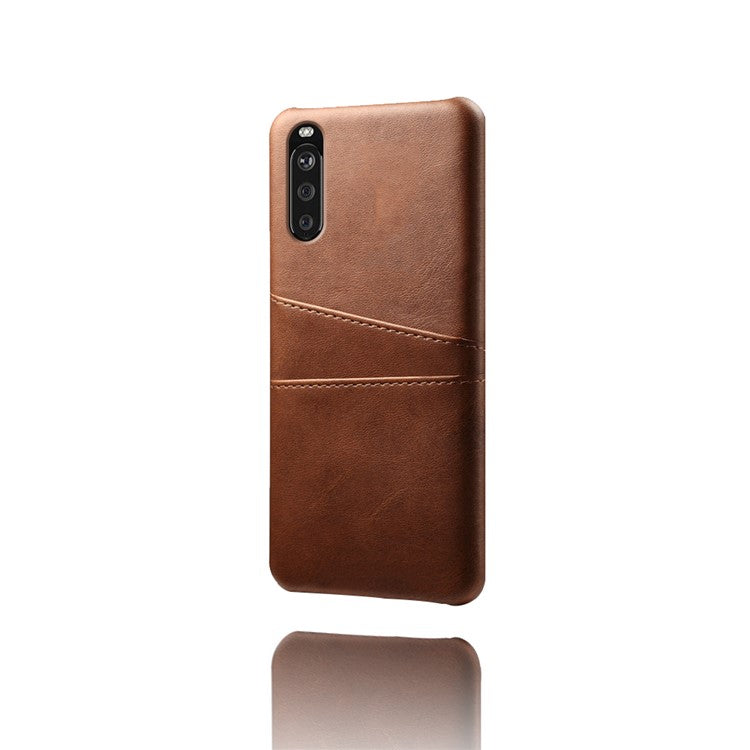 KSQ PC + PU Leather Coated Case with Dual-Card Slots for Sony Xperia 10 II - Brown