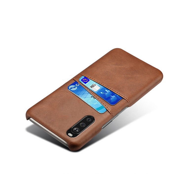 KSQ PC + PU Leather Coated Case with Dual-Card Slots for Sony Xperia 10 II - Brown