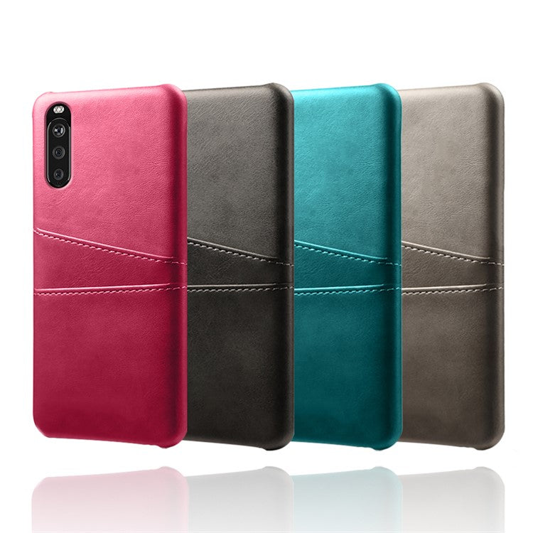 KSQ PC + PU Leather Coated Case with Dual-Card Slots for Sony Xperia 10 II - Brown