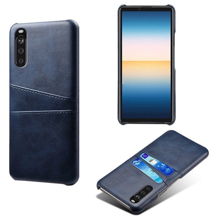 KSQ PC + PU Leather Coated Case with Dual-Card Slots for Sony Xperia 10 II - Blue