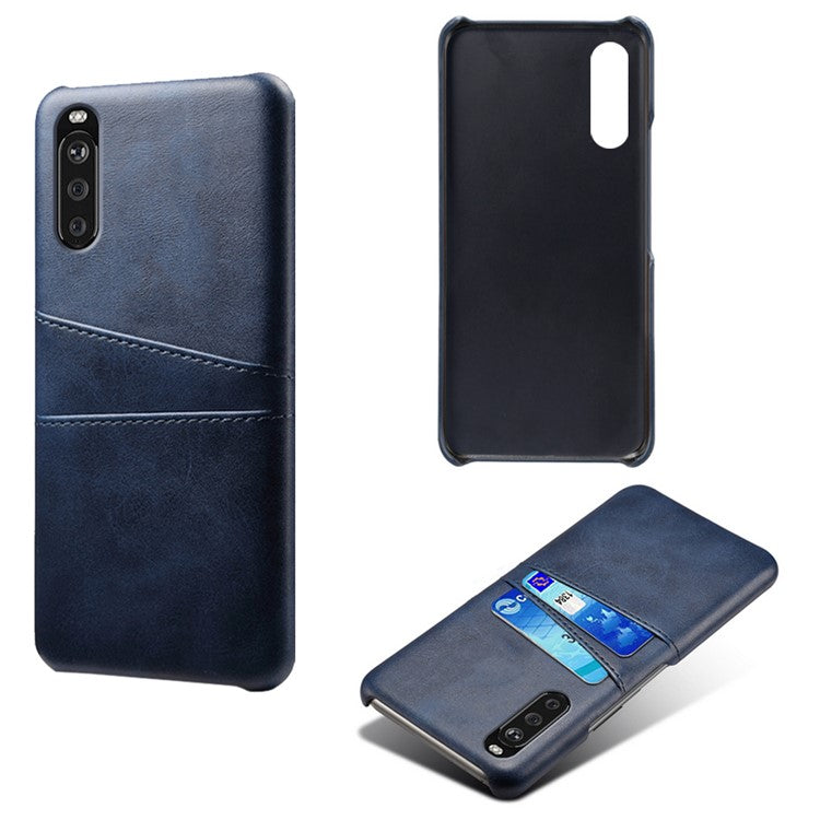 KSQ PC + PU Leather Coated Case with Dual-Card Slots for Sony Xperia 10 II - Blue