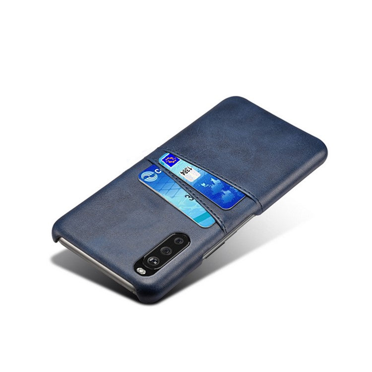 KSQ PC + PU Leather Coated Case with Dual-Card Slots for Sony Xperia 10 II - Blue