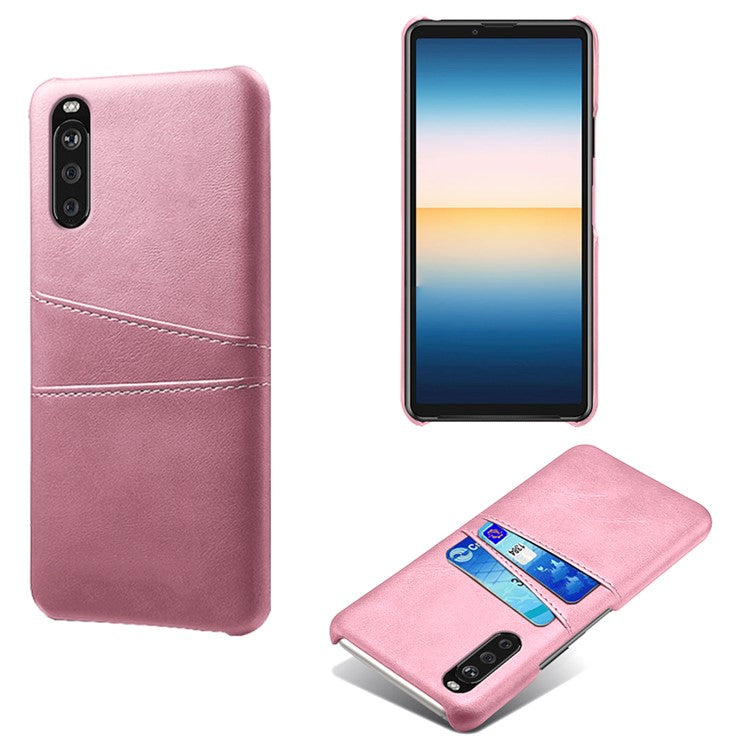 KSQ PC + PU Leather Coated Case with Dual-Card Slots for Sony Xperia 10 II - Rose Gold