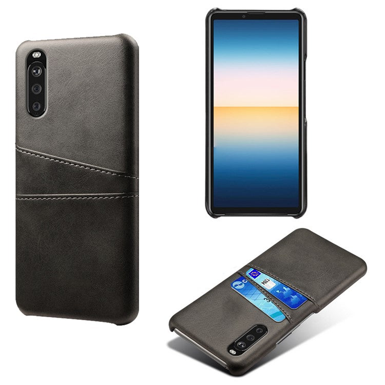 KSQ PC + PU Leather Coated Case with Dual-Card Slots for Sony Xperia 10 II - Black