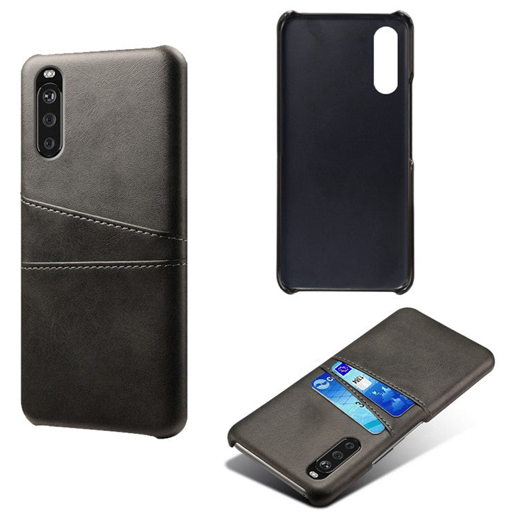 KSQ PC + PU Leather Coated Case with Dual-Card Slots for Sony Xperia 10 II - Black