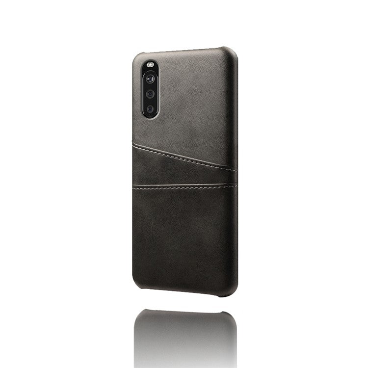KSQ PC + PU Leather Coated Case with Dual-Card Slots for Sony Xperia 10 II - Black