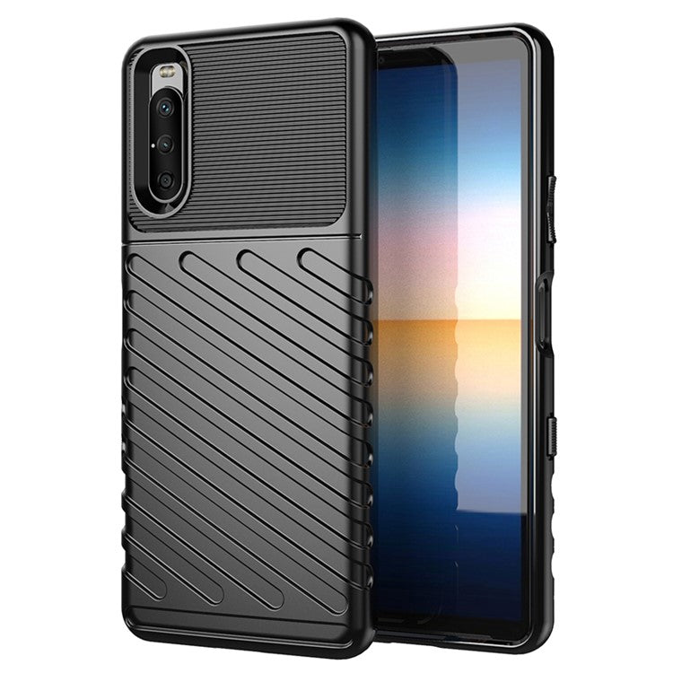 Thunder Series Twill Texture TPU Phone Case for Sony Xperia 10 III 5G / Xperia 10 III Lite - Black
