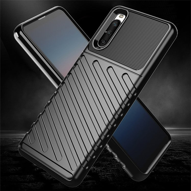 Thunder Series Twill Texture TPU Phone Case for Sony Xperia 10 III 5G / Xperia 10 III Lite - Black