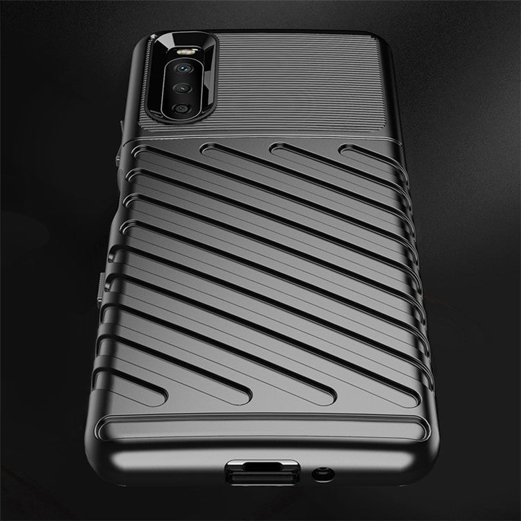 Thunder Series Twill Texture TPU Phone Case for Sony Xperia 10 III 5G / Xperia 10 III Lite - Black