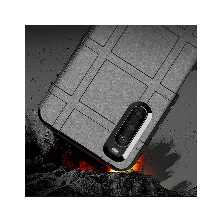 Shock-proof Rugged Square Grid Texture TPU Phone Cover Case for Sony Xperia 10 III 5G / Xperia 10 III Lite - Black