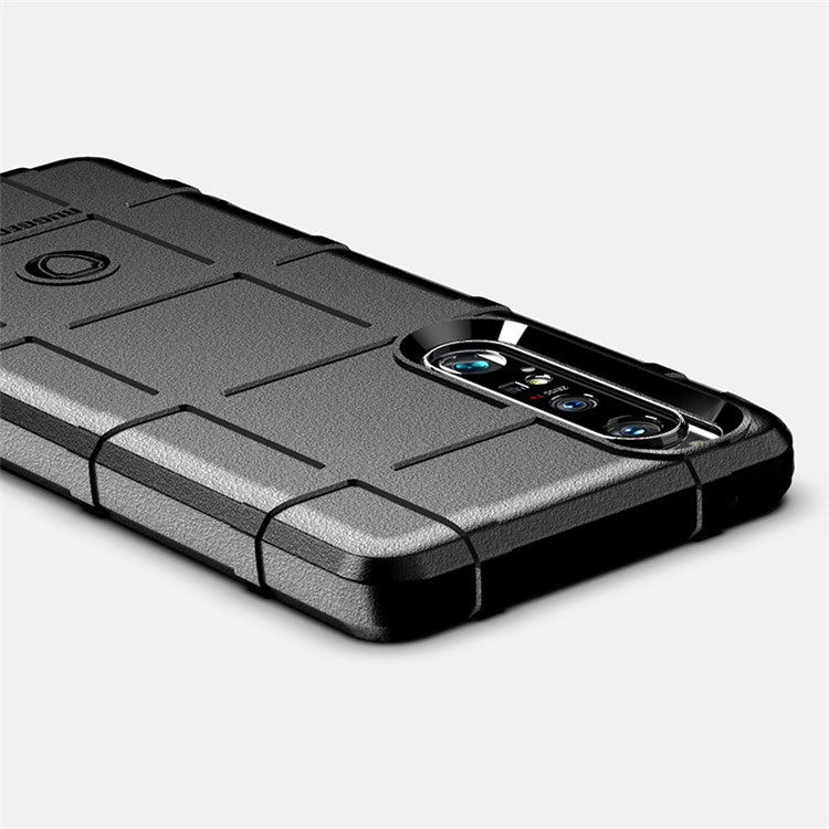 Shock-proof Rugged Square Grid Texture TPU Phone Cover Case for Sony Xperia 1 III 5G - Blue