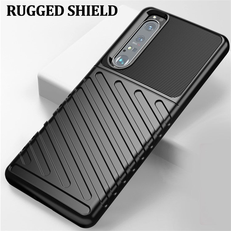 Thunder Series Twill Texture TPU Phone Case for Sony Xperia 1 III 5G - Black