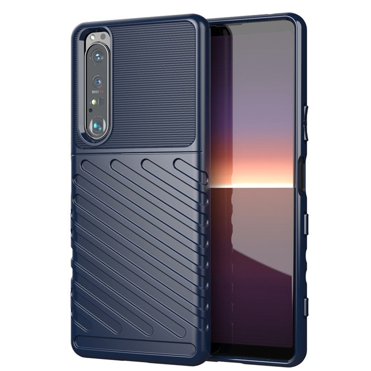 Thunder Series Twill Texture TPU Phone Case for Sony Xperia 1 III 5G - Blue