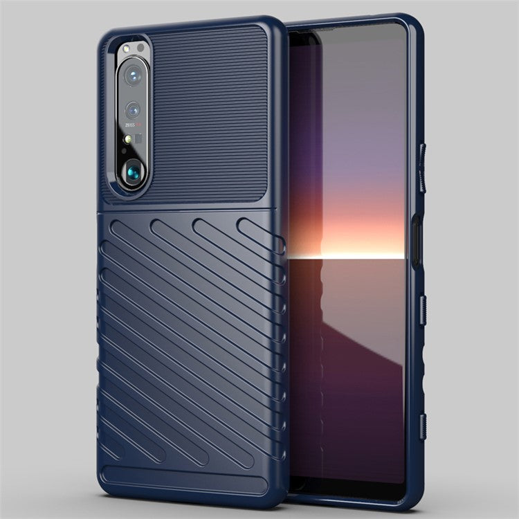 Thunder Series Twill Texture TPU Phone Case for Sony Xperia 1 III 5G - Blue
