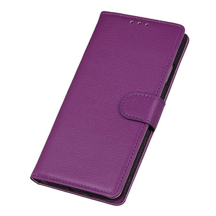 Folio Flip Wallet Design Litchi Skin Leather Case Protective Shell with Stand for Sony Xperia 1 III 5G - Purple