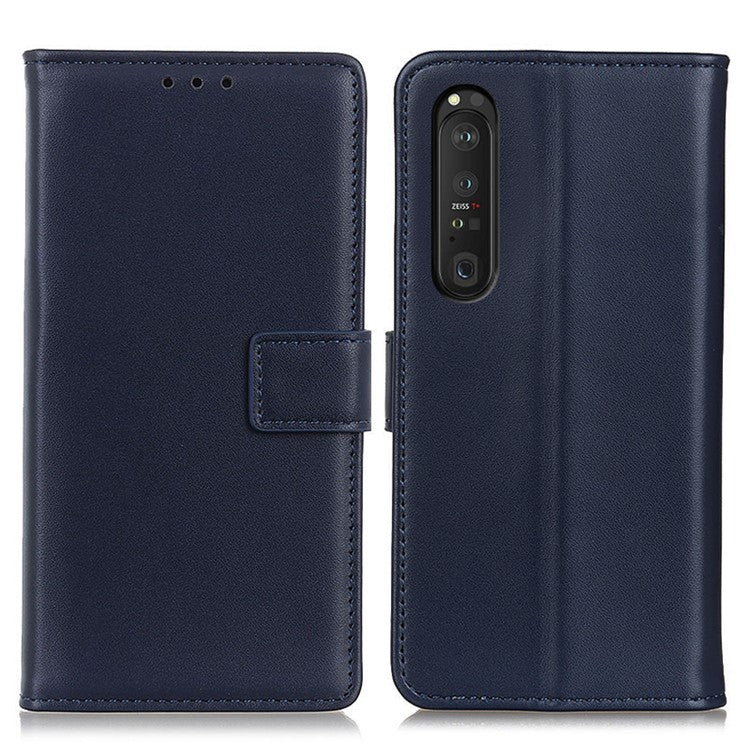 Magnetic Clasp Design Leather Shell Case with Wallet Stand for Sony Xperia 1 III 5G - Blue