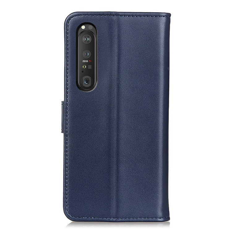 Magnetic Clasp Design Leather Shell Case with Wallet Stand for Sony Xperia 1 III 5G - Blue