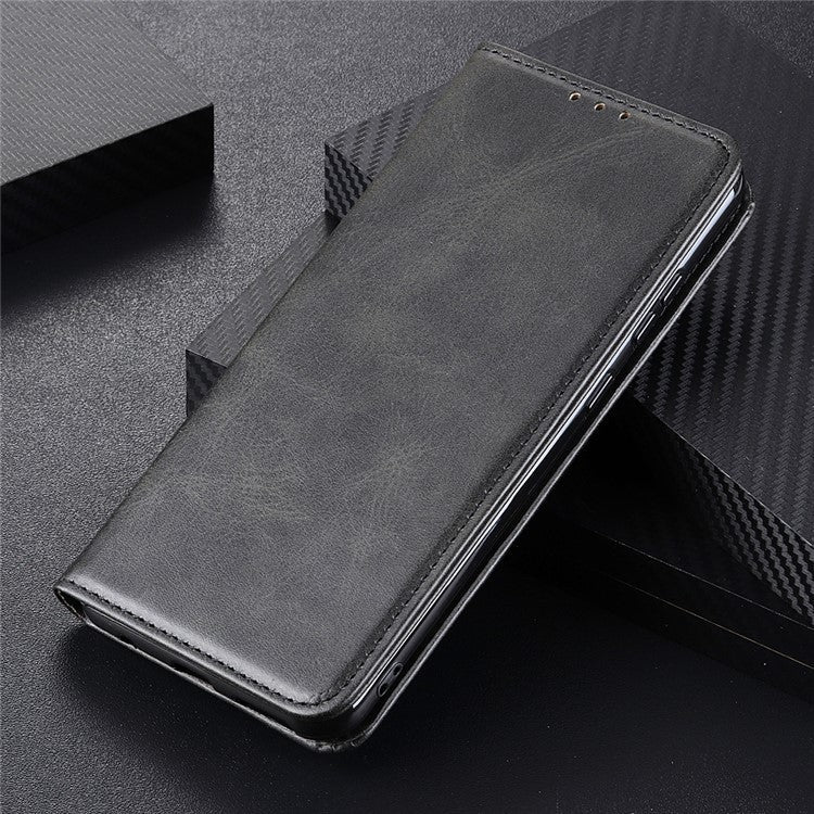Automatic Suction Design Split Leather Wallet Phone Cover for Sony Xperia 1 III 5G Stand Shell - Black