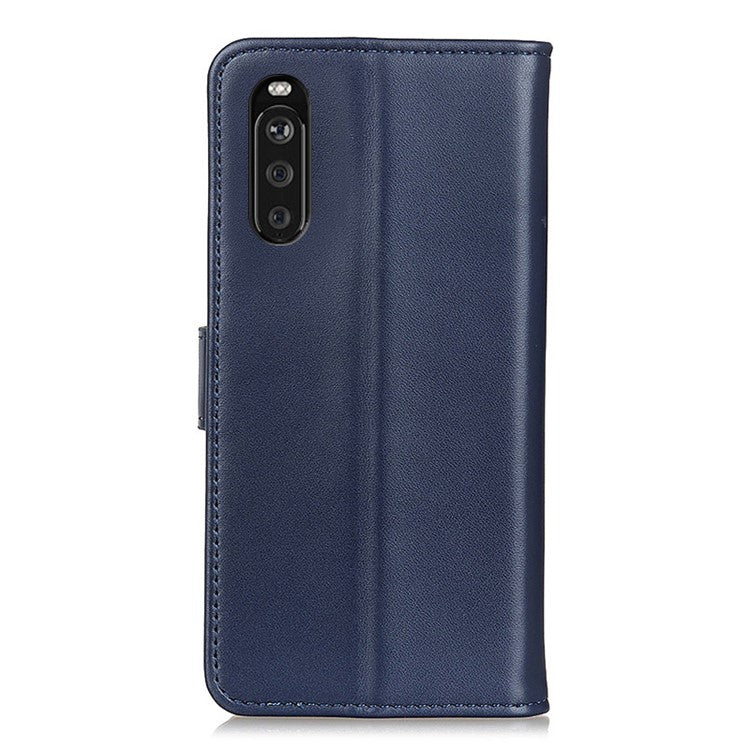 Wallet Stand Design Magnetic Clasp Leather Shell Case for Sony Xperia 10 III 5G - Blue