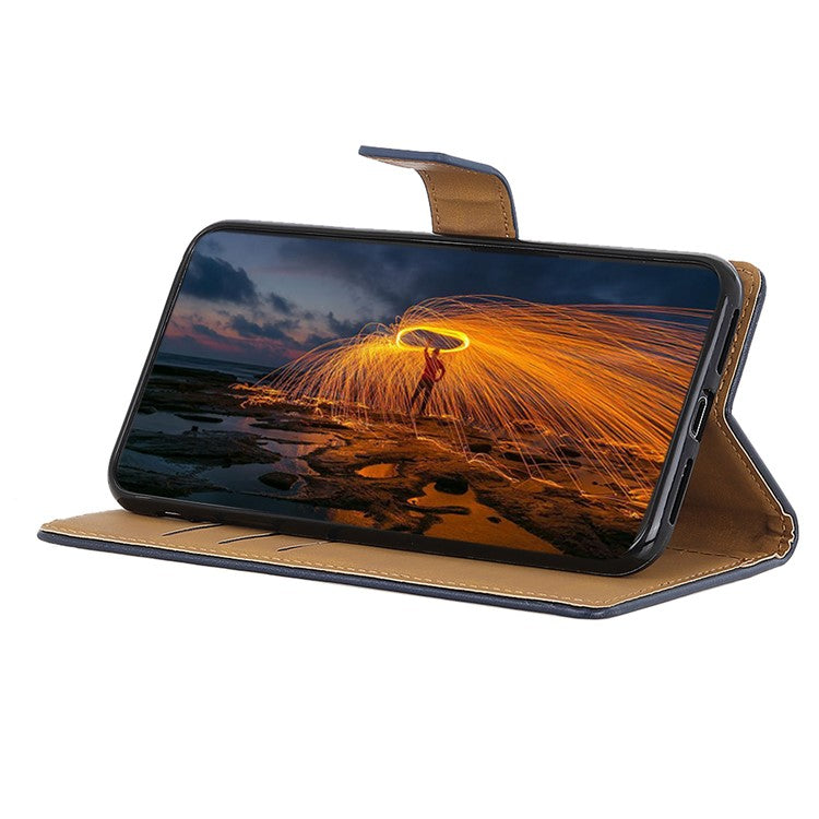 Wallet Stand Design Magnetic Clasp Leather Shell Case for Sony Xperia 10 III 5G - Blue