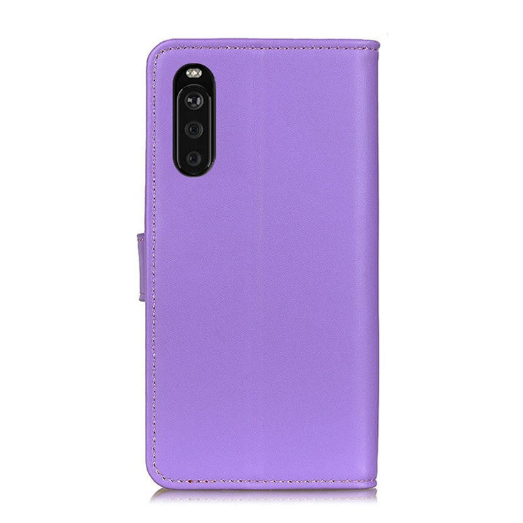 Wallet Stand Design Magnetic Clasp Leather Shell Case for Sony Xperia 10 III 5G - Purple
