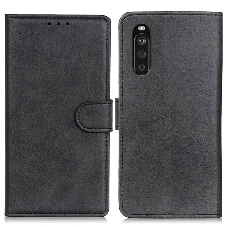 Wallet Phone Case for Sony Xperia 10 III 5G Scratch Resistant Leather Phone Shell Shockproof Flip Protective Cover - Black