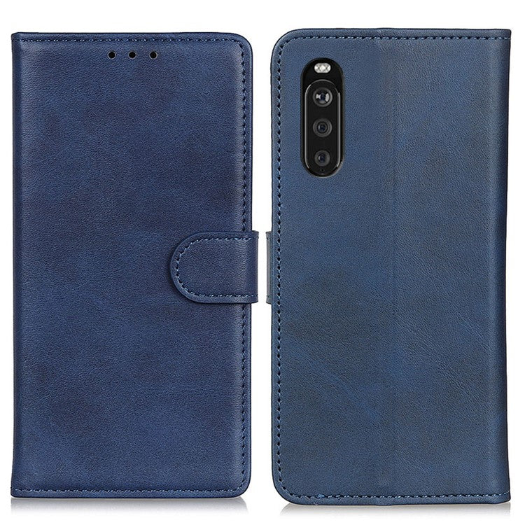 Wallet Phone Case for Sony Xperia 10 III 5G Scratch Resistant Leather Phone Shell Shockproof Flip Protective Cover - Blue