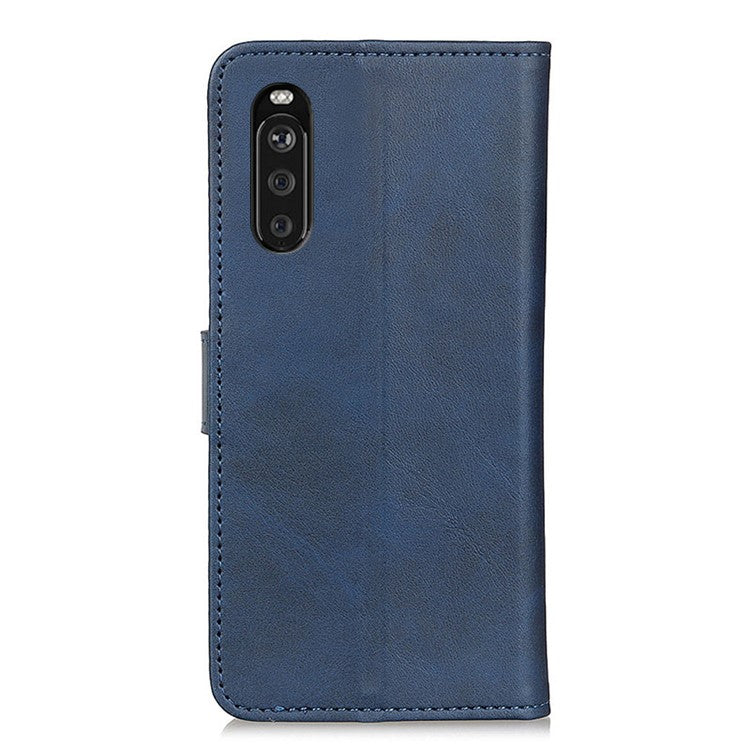 Wallet Phone Case for Sony Xperia 10 III 5G Scratch Resistant Leather Phone Shell Shockproof Flip Protective Cover - Blue