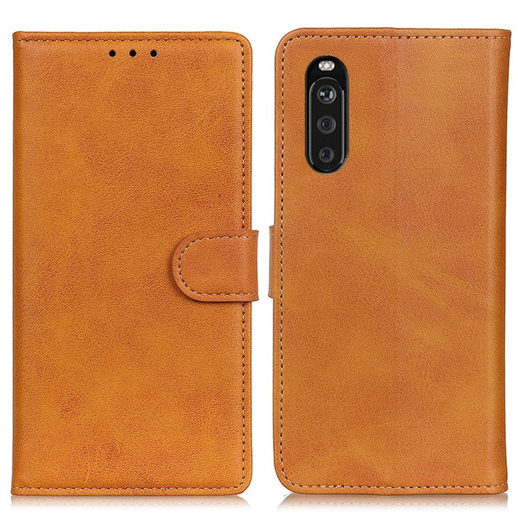 Wallet Phone Case for Sony Xperia 10 III 5G Scratch Resistant Leather Phone Shell Shockproof Flip Protective Cover - Brown