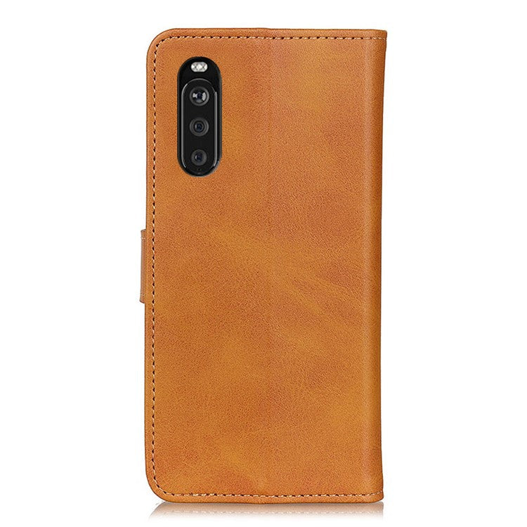 Wallet Phone Case for Sony Xperia 10 III 5G Scratch Resistant Leather Phone Shell Shockproof Flip Protective Cover - Brown