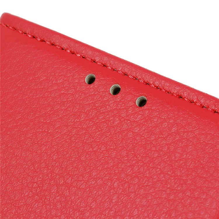 Classic Style Litchi Texture PU Leather Wallet Case Stand Cover for Sony Xperia 10 III 5G - Red