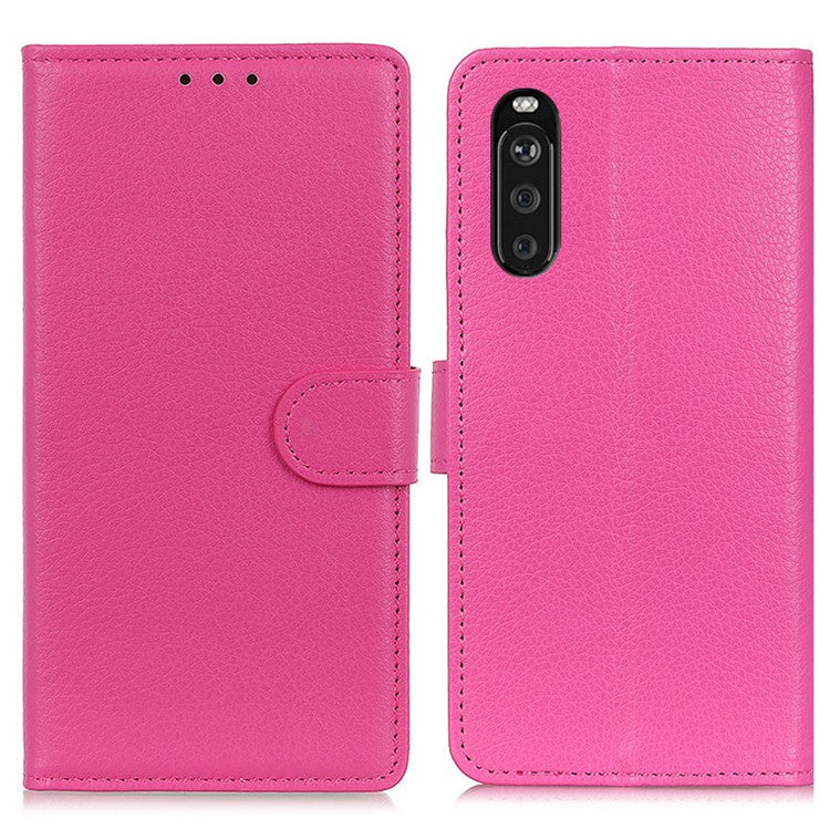Classic Style Litchi Texture PU Leather Wallet Case Stand Cover for Sony Xperia 10 III 5G - Rose