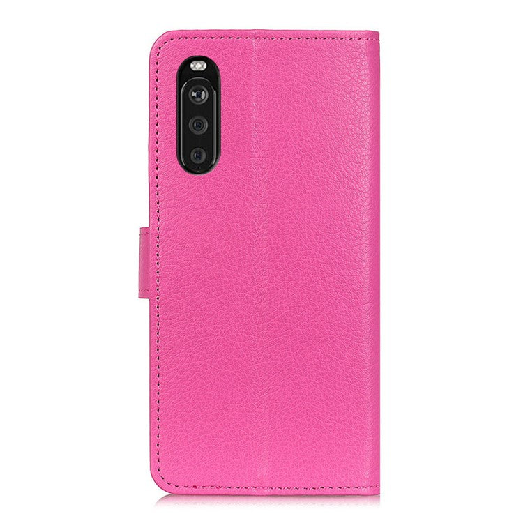 Classic Style Litchi Texture PU Leather Wallet Case Stand Cover for Sony Xperia 10 III 5G - Rose