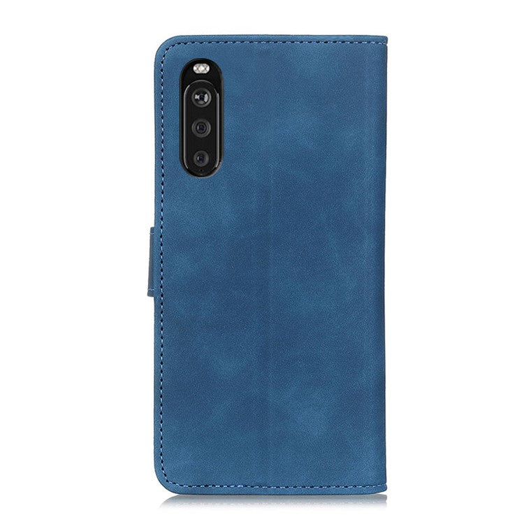 KHAZNEH Wallet Design Retro Texture Style PU Leather Case for Sony Xperia 10 III 5G / Xperia 10 III Lite - Blue