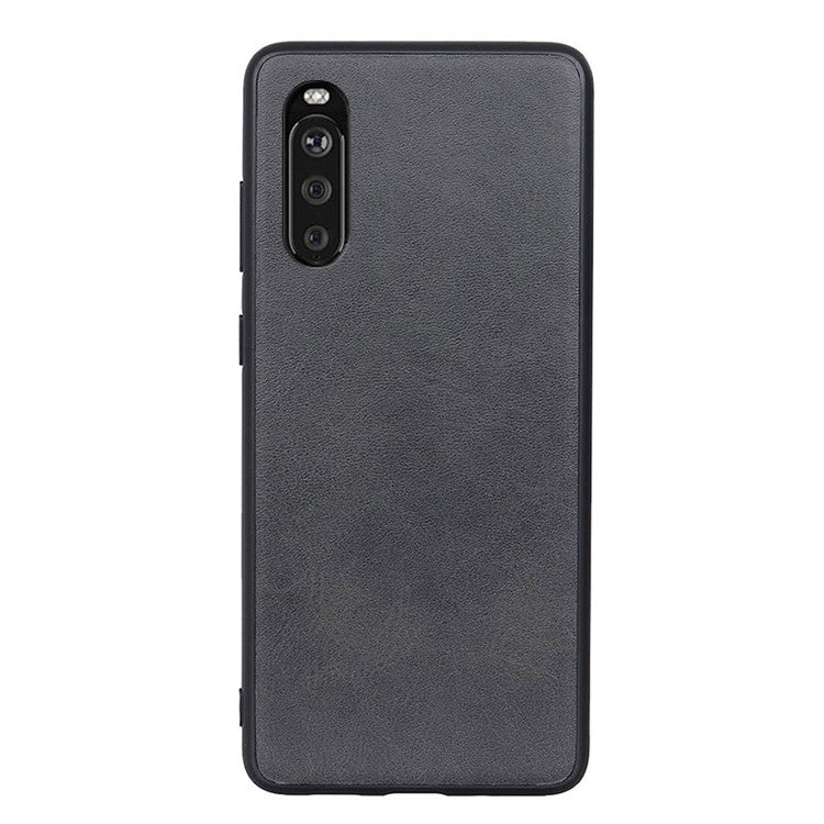 Bi-color Leather Coated TPU + PC Phone Case for Sony Xperia 10 III 5G - Black