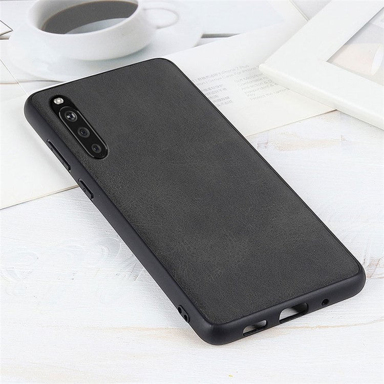 Bi-color Leather Coated TPU + PC Phone Case for Sony Xperia 10 III 5G - Black