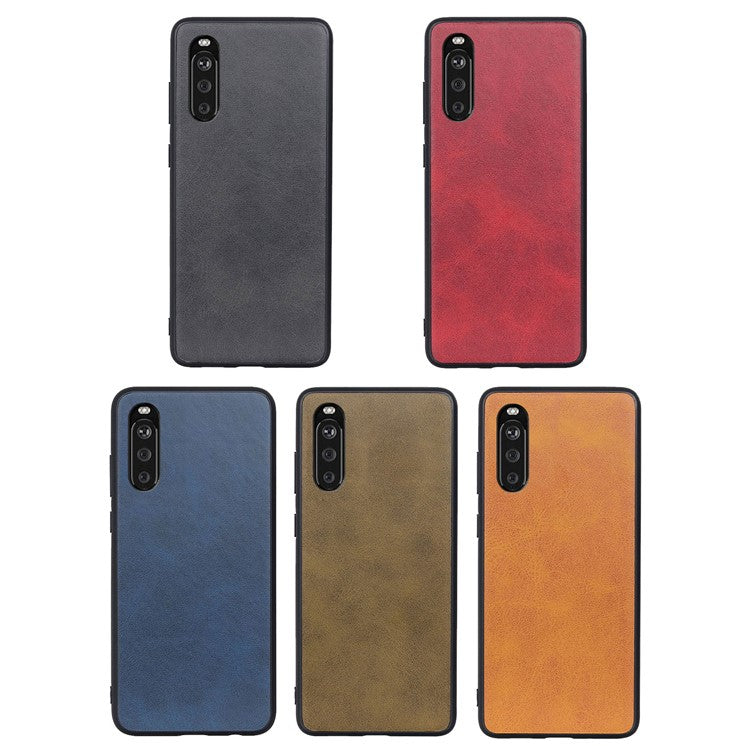 Bi-color Leather Coated TPU + PC Phone Case for Sony Xperia 10 III 5G - Black