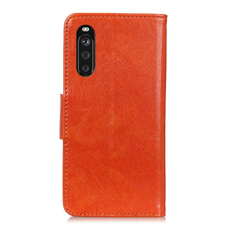 Nappa Texture Split Leather Wallet Stand Case for Sony Xperia 10 III 5G - Orange