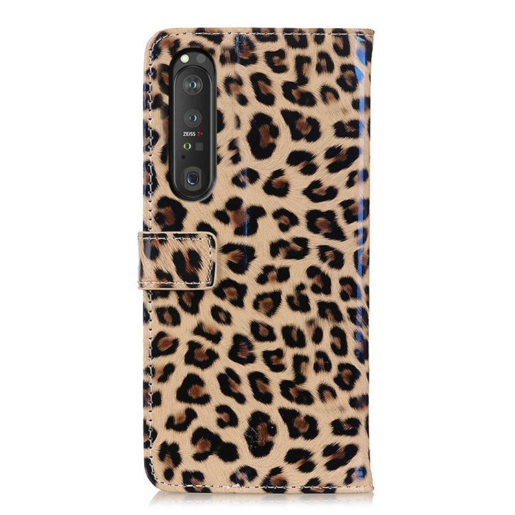 Leopard Texture Leather Wallet Stand Cell Phone Protective Case for Sony Xperia 1 III 5G