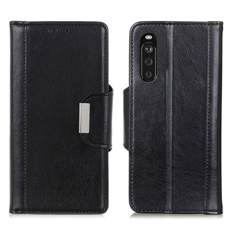 Textured PU Leather Wallet Case for Sony Xperia 10 III 5G - Black