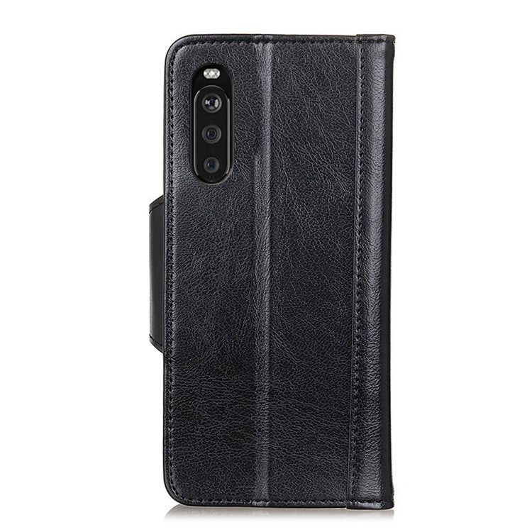 Textured PU Leather Wallet Case for Sony Xperia 10 III 5G - Black