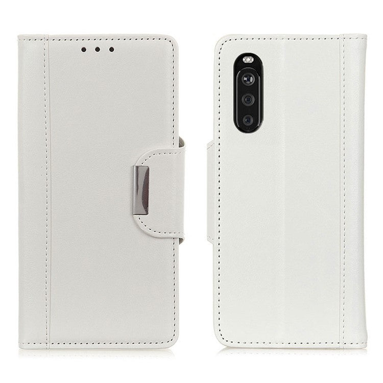 Textured PU Leather Wallet Case for Sony Xperia 10 III 5G - White